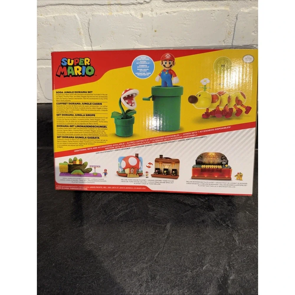 Super Mario Soda Jungle Diorama Set Mario Wiggler Piranha Plant Figures